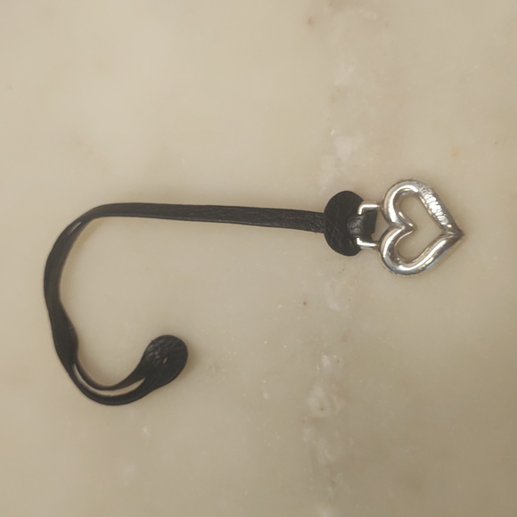 Brighton 3D Silver Heart Signature Purse Charm On Black Leather Strap, EUC! - Picture 3 of 12